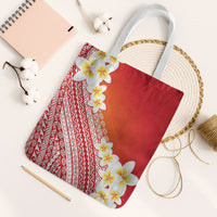 Tahiti Plumeria Tribal Pattern Tote Bag Wave Style Red LT05 White Strap One Size Red - Polynesian Pride