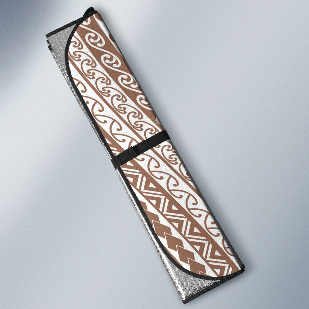 Tahiti Plumeria Tribal Pattern Auto Sun Shade Wave Style Brown LT05 - Polynesian Pride