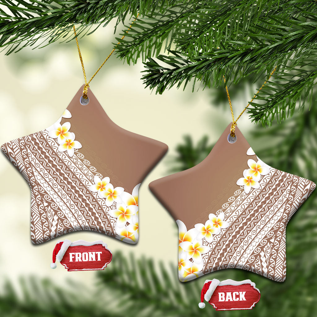Tahiti Plumeria Tribal Pattern Ceramic Ornament Wave Style Brown LT05 Star Brown - Polynesian Pride