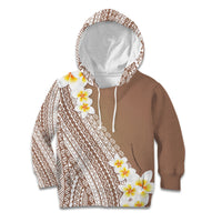 Tahiti Plumeria Tribal Pattern Kid Hoodie Wave Style Brown LT05 Hoodie Brown - Polynesian Pride