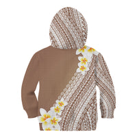 Tahiti Plumeria Tribal Pattern Kid Hoodie Wave Style Brown LT05 - Polynesian Pride