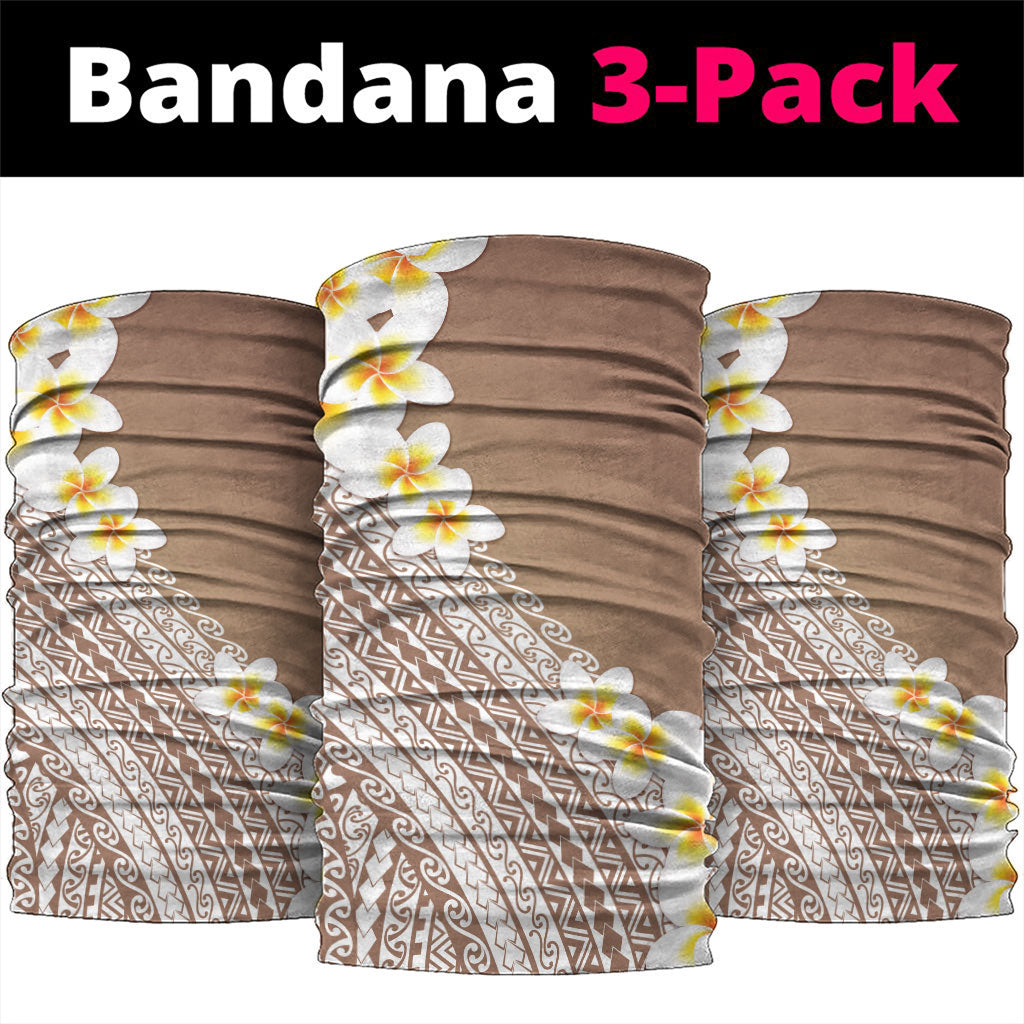 Tahiti Plumeria Tribal Pattern Neck Gaiter Wave Style Brown