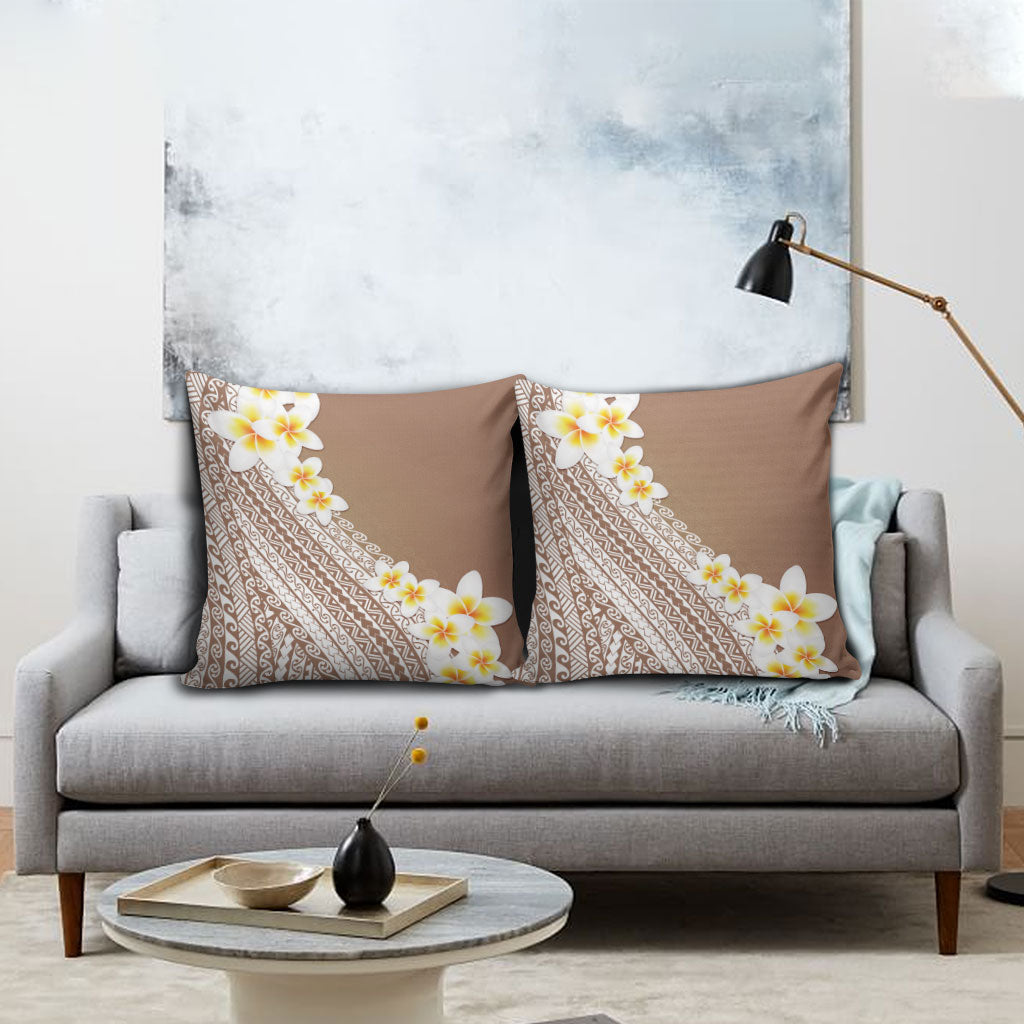 Tahiti Plumeria Tribal Pattern Pillow Cover Wave Style Brown LT05 - Polynesian Pride