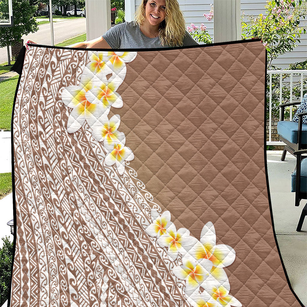 Tahiti Plumeria Tribal Pattern Quilt Wave Style Brown LT05 Brown - Polynesian Pride