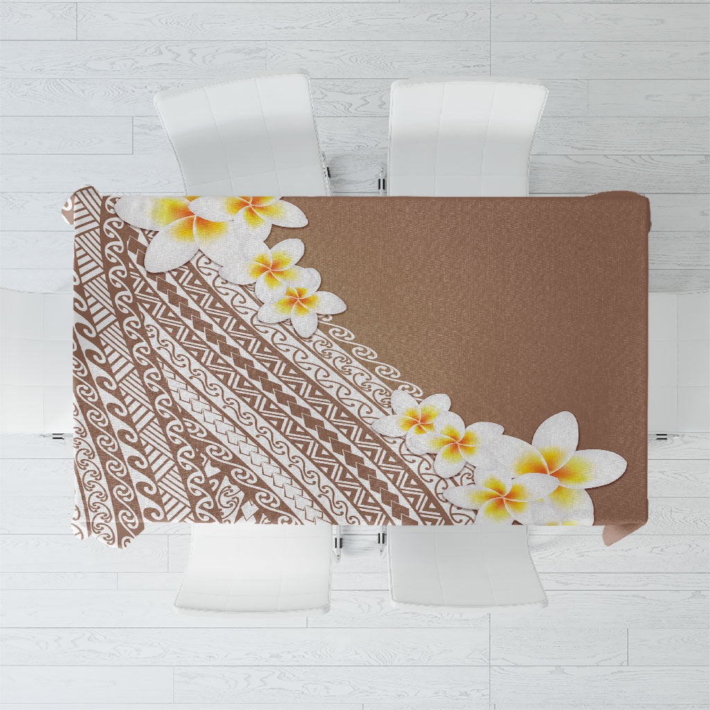 Tahiti Plumeria Tribal Pattern Tablecloth Wave Style Brown LT05 Brown - Polynesian Pride