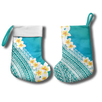 Tahiti Plumeria Tribal Pattern Christmas Stocking Wave Style Turquoise LT05 - Polynesian Pride