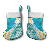 Tahiti Plumeria Tribal Pattern Christmas Stocking Wave Style Turquoise LT05 - Polynesian Pride