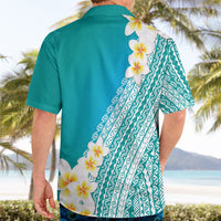 Tahiti Plumeria Tribal Pattern Hawaiian Shirt Wave Style Turquoise LT05 - Polynesian Pride