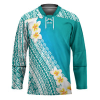 Tahiti Plumeria Tribal Pattern Hockey Jersey Wave Style Turquoise LT05 Unisex Turquoise - Polynesian Pride