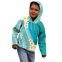 Tahiti Plumeria Tribal Pattern Kid Hoodie Wave Style Turquoise LT05 - Polynesian Pride