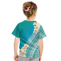 Tahiti Plumeria Tribal Pattern Kid T Shirt Wave Style Turquoise LT05 - Polynesian Pride
