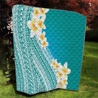 Tahiti Plumeria Tribal Pattern Quilt Wave Style Turquoise LT05 - Polynesian Pride