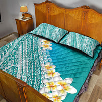 Tahiti Plumeria Tribal Pattern Quilt Bed Set Wave Style Turquoise LT05 - Polynesian Pride