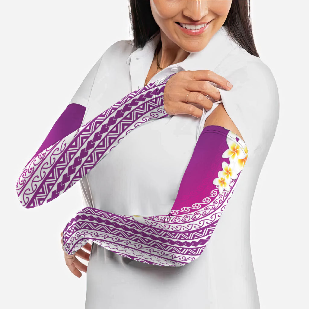 Tahiti Plumeria Tribal Pattern Arm Sleeves Wave Style Purple LT05 - Polynesian Pride
