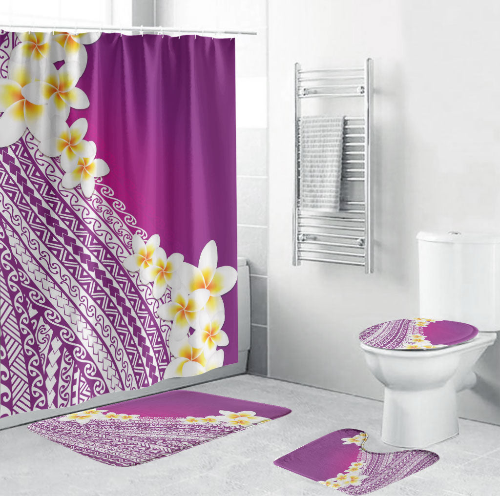 Tahiti Plumeria Tribal Pattern Bathroom Set Wave Style Purple