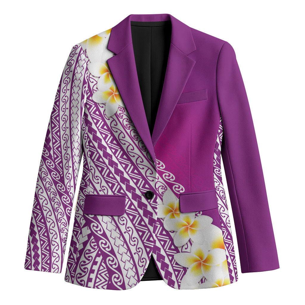 Tahiti Plumeria Tribal Pattern Blazer Wave Style Purple LT05 Unisex Purple - Polynesian Pride