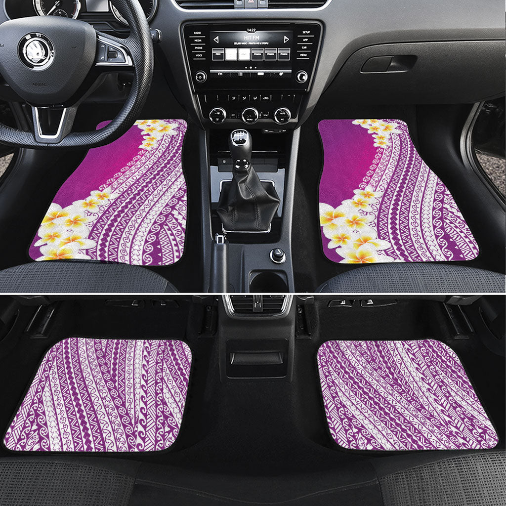 Tahiti Plumeria Tribal Pattern Car Mats Wave Style Purple LT05 Set 4pcs Purple - Polynesian Pride