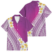 Tahiti Plumeria Tribal Pattern Family Matching Mermaid Dress and Hawaiian Shirt Wave Style Purple LT05 Dad's Shirt - Short Sleeve Purple - Polynesian Pride