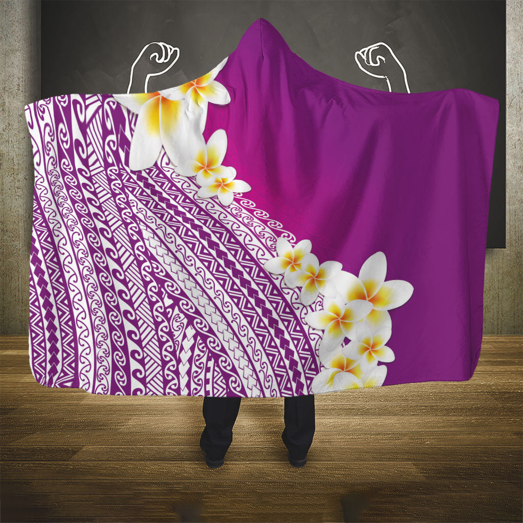 Tahiti Plumeria Tribal Pattern Hooded Blanket Wave Style Purple LT05 - Polynesian Pride