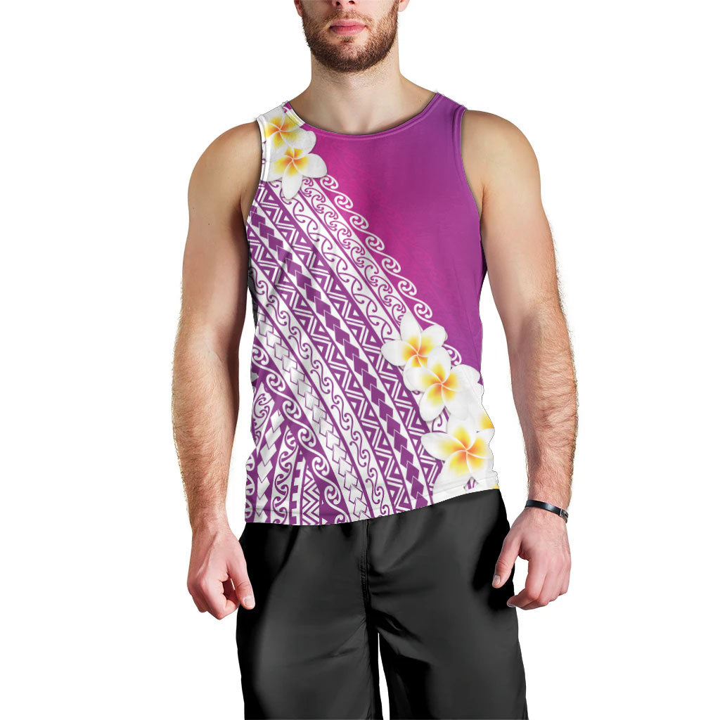 Tahiti Plumeria Tribal Pattern Men Tank Top Wave Style Purple LT05 - Polynesian Pride