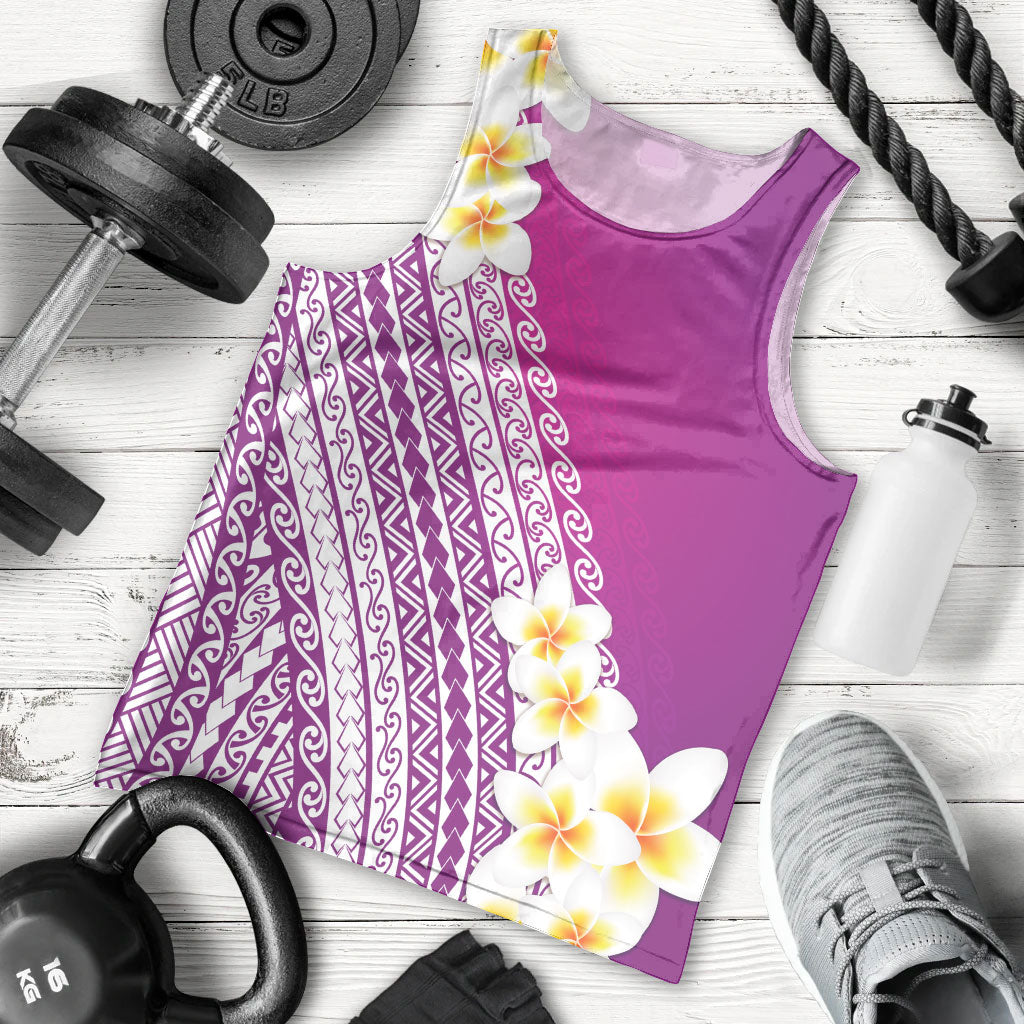 Tahiti Plumeria Tribal Pattern Men Tank Top Wave Style Purple LT05 - Polynesian Pride