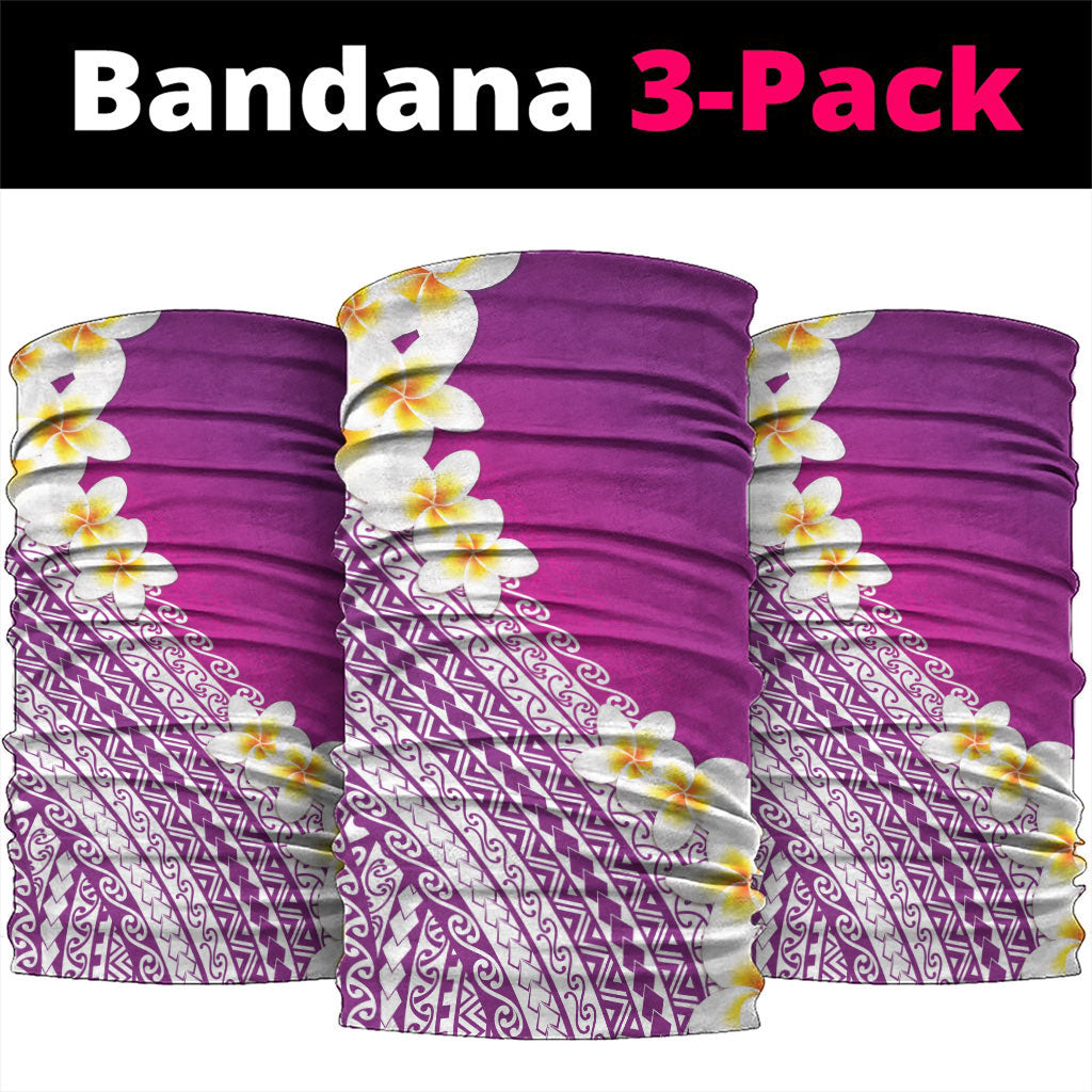 Tahiti Plumeria Tribal Pattern Neck Gaiter Wave Style Purple