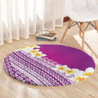 Tahiti Plumeria Tribal Pattern Round Carpet Wave Style Purple LT05 - Polynesian Pride