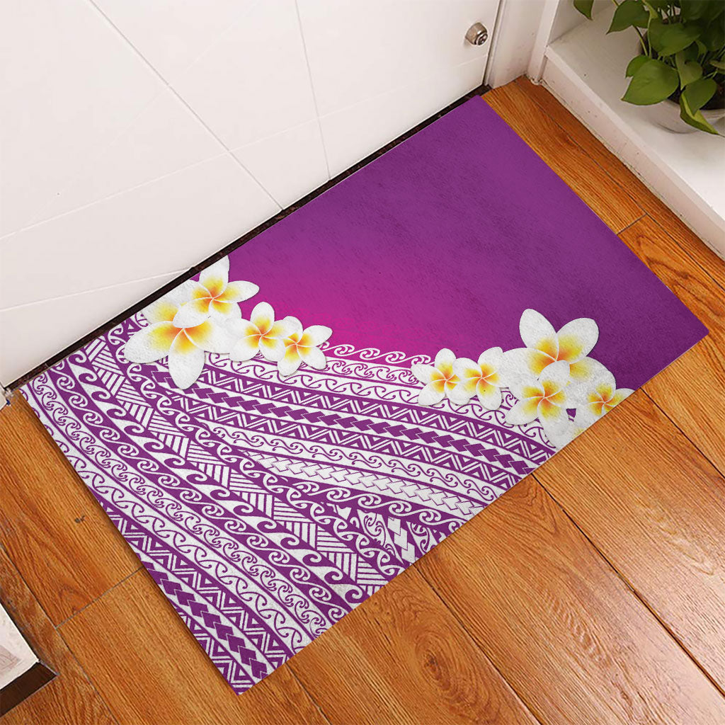 Tahiti Plumeria Tribal Pattern Rubber Doormat Wave Style Purple LT05 - Polynesian Pride