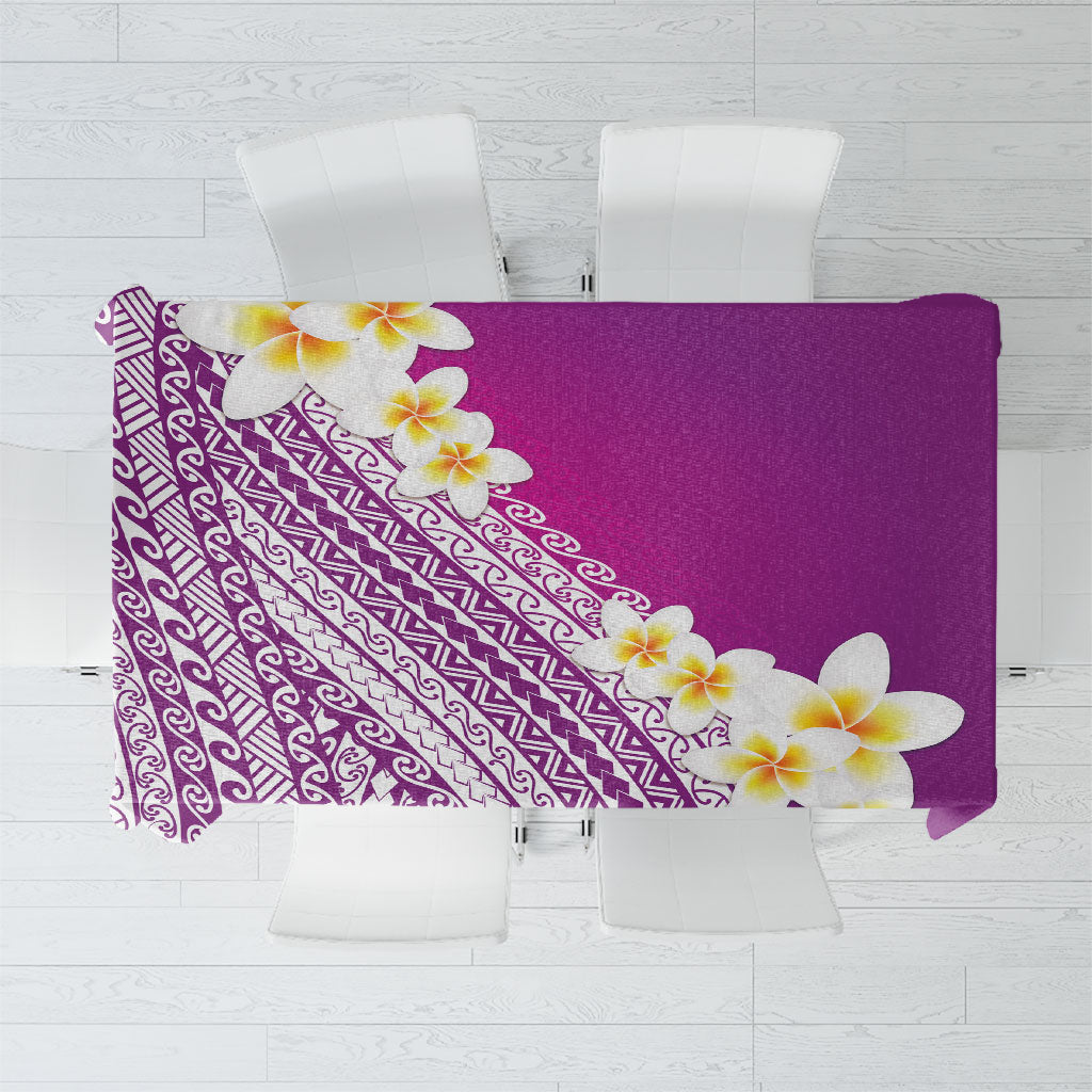 Tahiti Plumeria Tribal Pattern Tablecloth Wave Style Purple