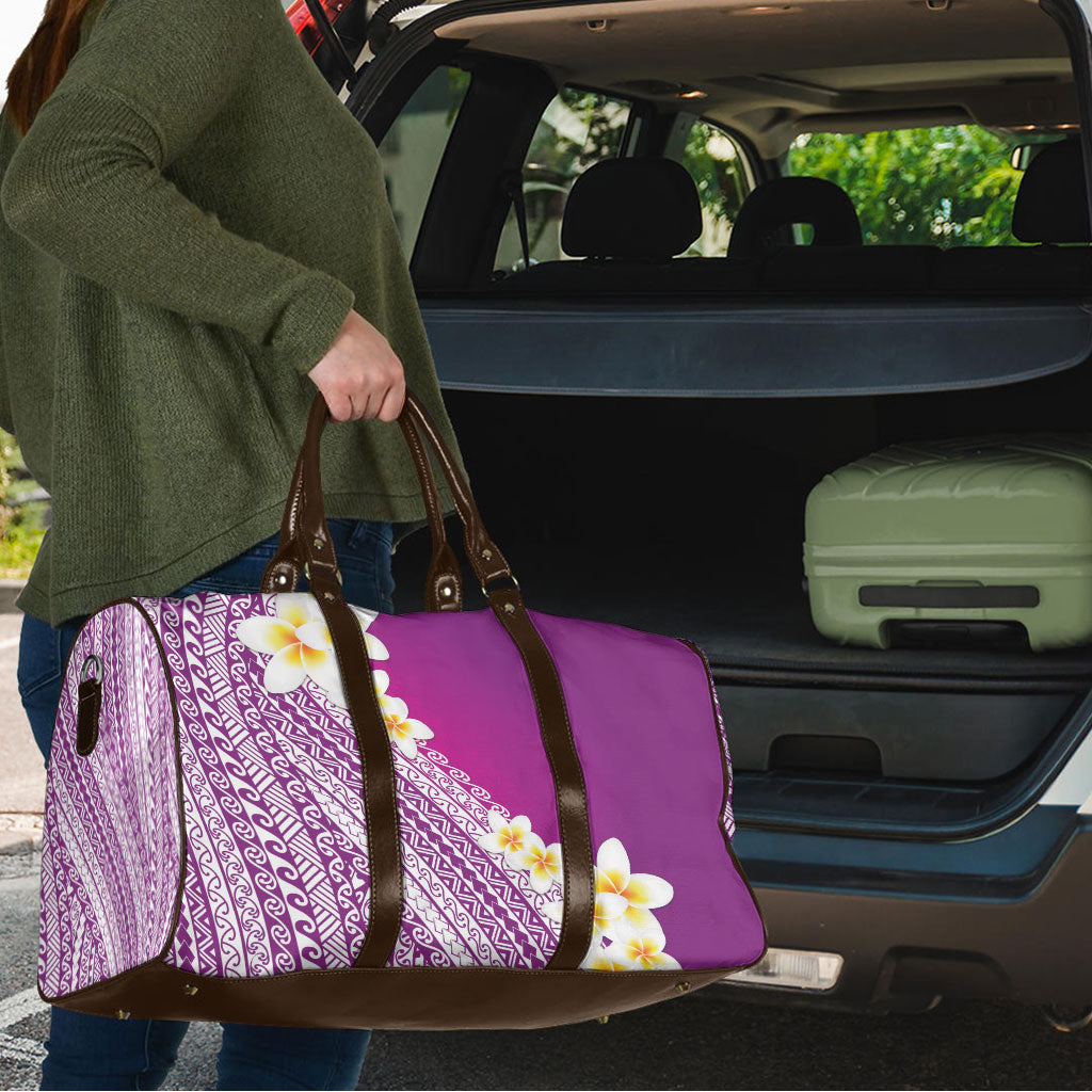 Tahiti Plumeria Tribal Pattern Travel Bag Wave Style Purple LT05 - Polynesian Pride
