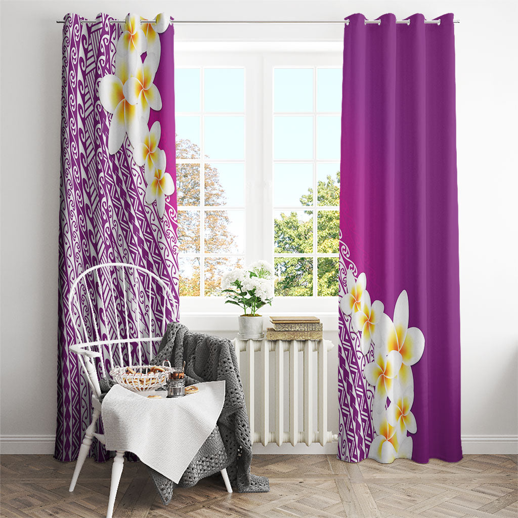 Tahiti Plumeria Tribal Pattern Window Curtain Wave Style Purple LT05 - Polynesian Pride