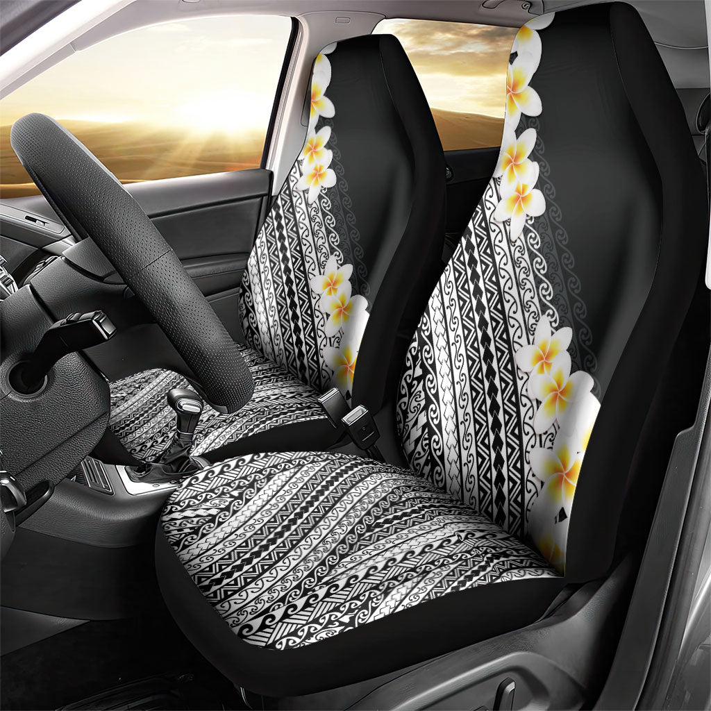 Tahiti Plumeria Tribal Pattern Car Seat Cover Wave Style Black LT05 - Polynesian Pride
