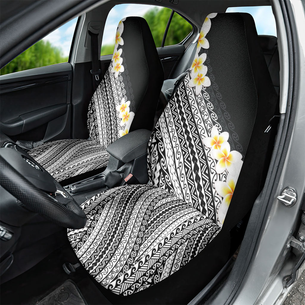 Tahiti Plumeria Tribal Pattern Car Seat Cover Wave Style Black LT05 - Polynesian Pride