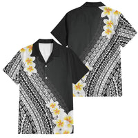 Tahiti Plumeria Tribal Pattern Family Matching Mermaid Dress and Hawaiian Shirt Wave Style Black LT05 Dad's Shirt - Short Sleeve Black - Polynesian Pride