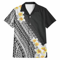 Tahiti Plumeria Tribal Pattern Hawaiian Shirt Wave Style Black LT05 Black - Polynesian Pride