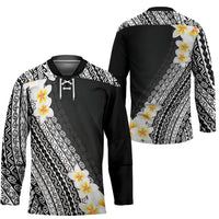 Tahiti Plumeria Tribal Pattern Hockey Jersey Wave Style Black LT05 - Polynesian Pride