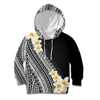 Tahiti Plumeria Tribal Pattern Kid Hoodie Wave Style Black LT05 Hoodie Black - Polynesian Pride