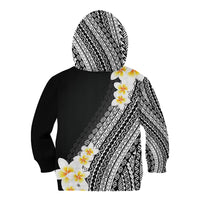 Tahiti Plumeria Tribal Pattern Kid Hoodie Wave Style Black LT05 - Polynesian Pride