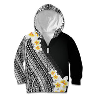 Tahiti Plumeria Tribal Pattern Kid Hoodie Wave Style Black LT05 Zip Hoodie Black - Polynesian Pride