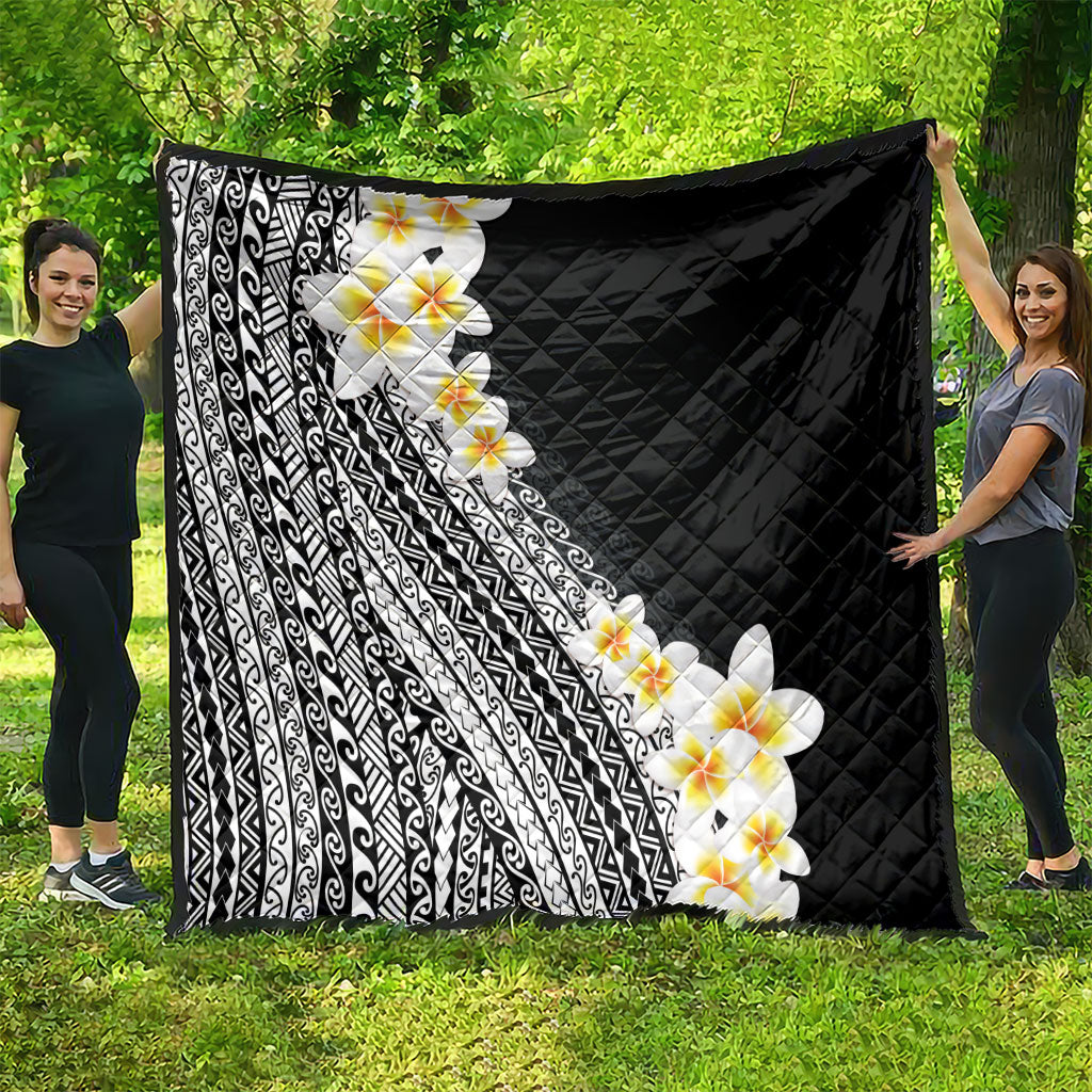 Tahiti Plumeria Tribal Pattern Quilt Wave Style Black LT05 - Polynesian Pride