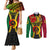 Vanuatu Couples Matching Mermaid Dress and Long Sleeve Button Shirts Vanuatuan Coat Of Arms Mix Pig Tusk Poynesian Pattern LT05 Reggae - Polynesian Pride