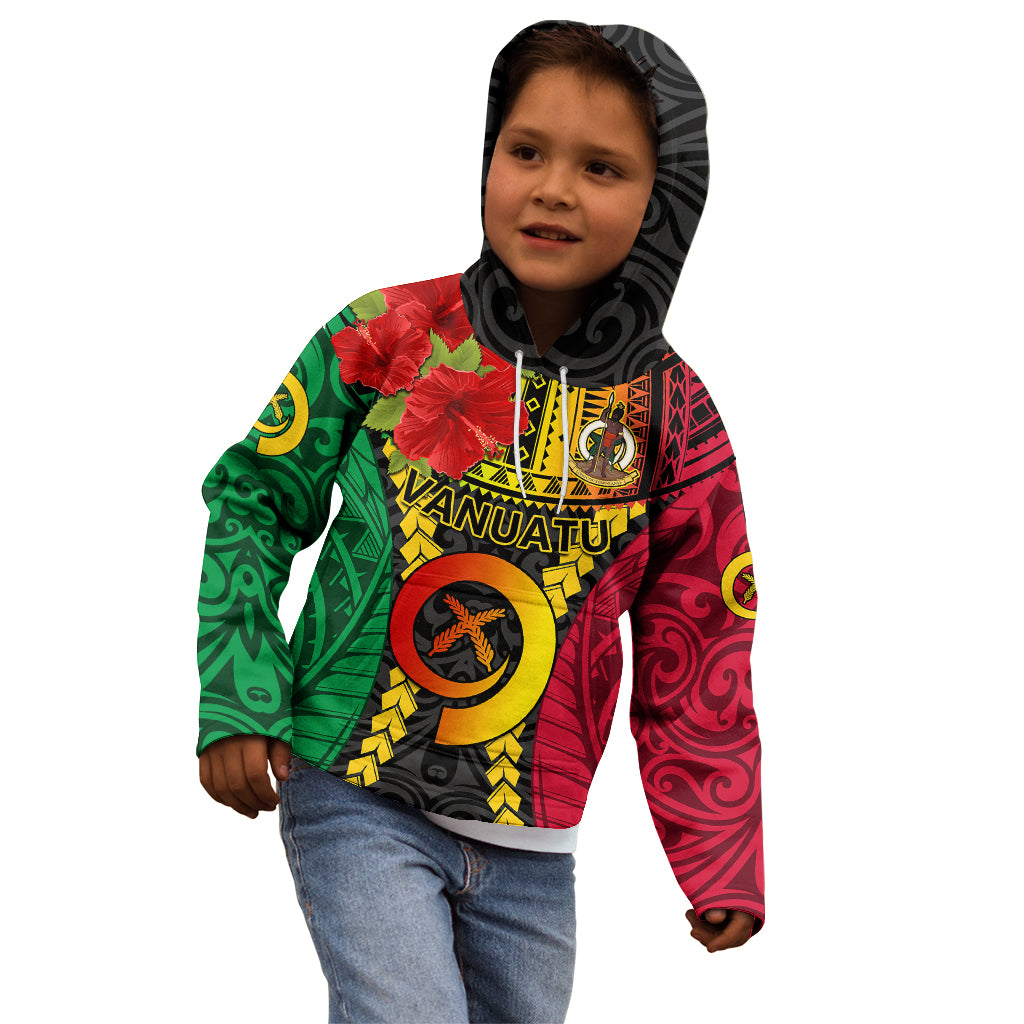 Vanuatu Kid Hoodie Vanuatuan Coat Of Arms Mix Pig Tusk Poynesian Pattern LT05 - Polynesian Pride