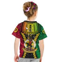 Vanuatu Kid T Shirt Vanuatuan Coat Of Arms Mix Pig Tusk Poynesian Pattern LT05 - Polynesian Pride