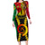 Vanuatu Long Sleeve Bodycon Dress Vanuatuan Coat Of Arms Mix Pig Tusk Poynesian Pattern LT05 Long Dress Reggae - Polynesian Pride