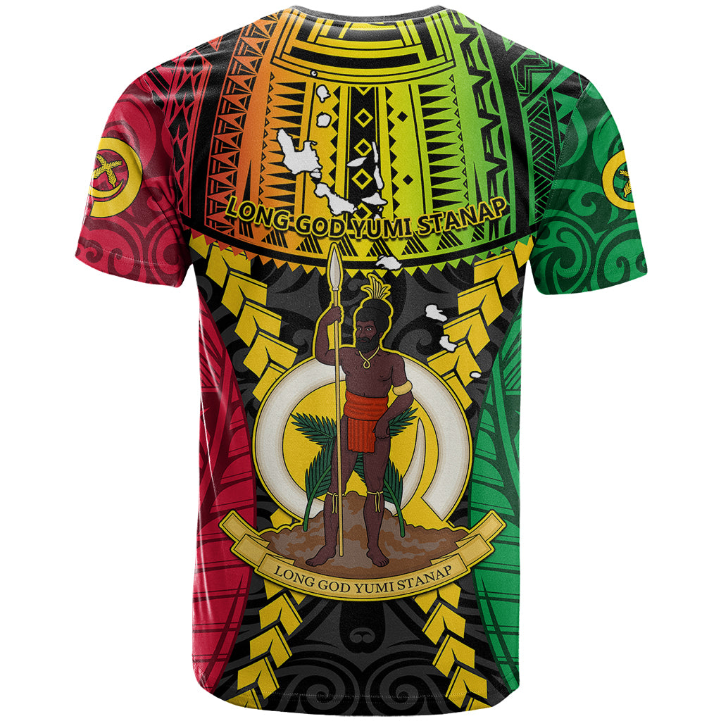 Vanuatu T Shirt Vanuatuan Coat Of Arms Mix Pig Tusk Poynesian Pattern LT05 - Polynesian Pride