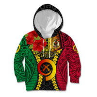 Personalized Vanuatu Kid Hoodie Vanuatuan Coat Of Arms Mix Pig Tusk Poynesian Pattern LT05 Hoodie Reggae - Polynesian Pride