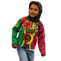 Personalized Vanuatu Kid Hoodie Vanuatuan Coat Of Arms Mix Pig Tusk Poynesian Pattern LT05 - Polynesian Pride