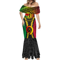 Personalized Vanuatu Mermaid Dress Vanuatuan Coat Of Arms Mix Pig Tusk Poynesian Pattern LT05 - Polynesian Pride