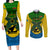 Vanuatu Malampa Province Couples Matching Long Sleeve Bodycon Dress and Long Sleeve Button Shirts Coat Of Arms And Namele Fern Polynesian Pattern LT05 Yellow - Polynesian Pride