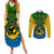 Vanuatu Malampa Province Couples Matching Summer Maxi Dress and Long Sleeve Button Shirts Coat Of Arms And Namele Fern Polynesian Pattern LT05 Yellow - Polynesian Pride